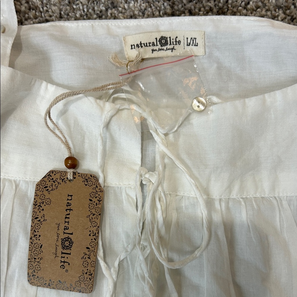 Natural Life Ivory Blouse with Tie Detail - Picture 2 of 6